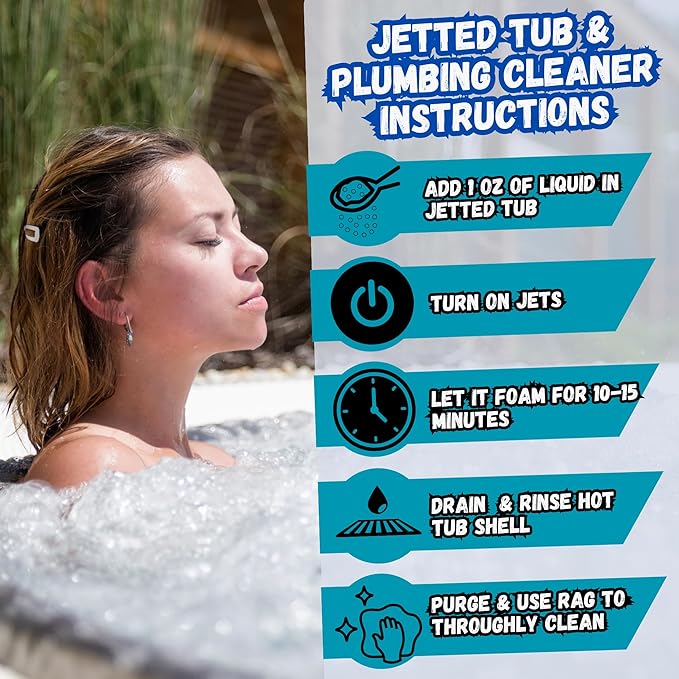 AhhSome Jetted Tub &amp Hot Tub Cleaner Powerful Spa Bath Cleaning Solution for Jacuzzis &amp Whirlpools 1 Gallon (64 Treatments) Professional Grade Septic Safe Solution for Hot Tubs Made in USA