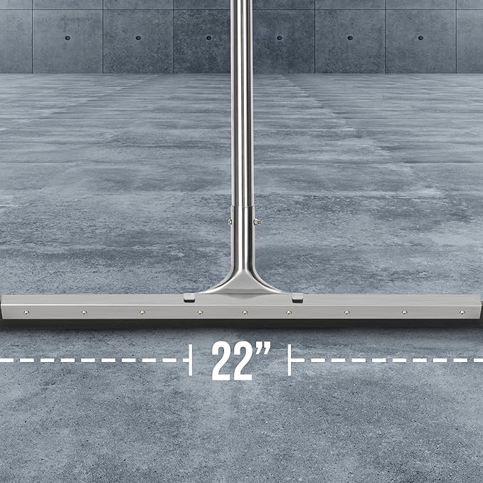 Floor Squeegee Scrubber 55inch Long Stainless Steel Handle with 22inch Wide Silicon Rubber Blade - Perfect Squeegee Broom for Floor Washing and Drying Shower Glass Marble Wood Surfaces