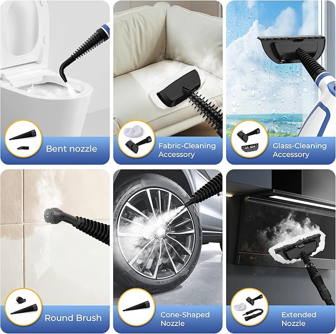 Steam Cleaner Handheld Steam Cleaner for Home Pressurized Steamer for Cleaning Carpet Floor Upholstery and Car 13ft Extra-long Power Cord &amp 11 Multi-Purpose Accessories
