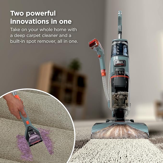 Shark CarpetXpert | Upright Carpet Area Rug &amp Upholstery Cleaner | Carpet Shampooer with Handheld Spot &amp Stain Eliminator | 3 Cleaning Tools | Slate Green | EX151