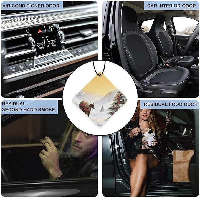 5PCS Car Air Freshener Hanging Personalized Double Sided Snowy Xmas Horse Car Fresheners Long Lasting New Cars Scents Cute Automotive Freshies for Closets Drawers (tea)