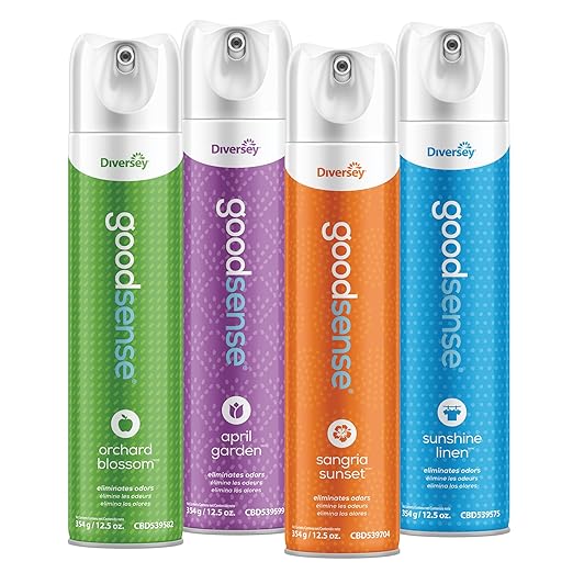 Diversey Good Sense Air Freshener - Water Based Odor Eliminating Spray - Sunshine Linen (6 Pack)