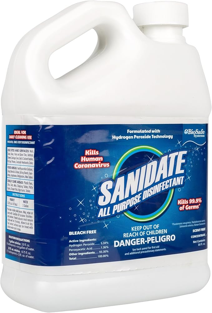 Powerbuilt SaniDate Disinfectant Solution (64Oz) kills 99.9% of viruses bacteria and germs works with Saniflow Sprayer - 647731
