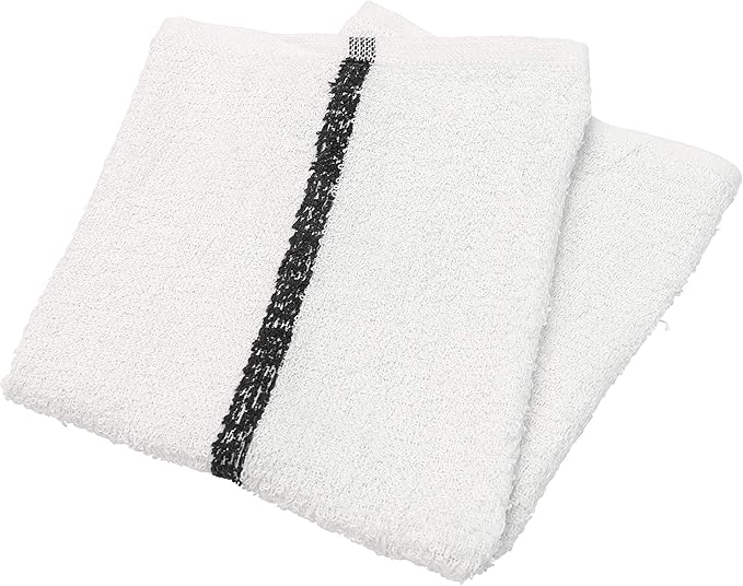 Arkwright Qwick Wick Bar Mop Towels Bulk - (Case of 60) 100% Cotton Quick Dry Dishcloths Super Absorbent Multipurpose Cleaning Rags for Restaurants Kitchen Bathroom Hotel 16 x 19 in Black Stripe