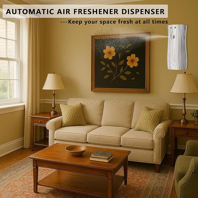 Automatic Air Freshener Spray Dispenser 6-Pack Wall Mounted or FreestandingMultiple Time SettingsCommercial and Home Use in Bathrooms Offices Living Rooms and Commercial Places (BHW 1121)