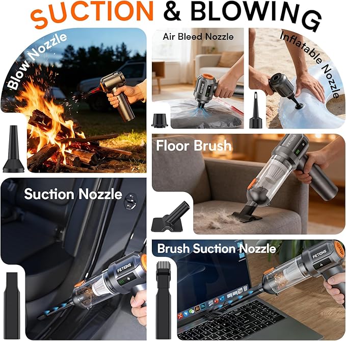 Handheld Car Vacuum Cordless3 Suction ModesPortable Mini Cordless Cleaner with 19000pa Suction PowerType-C ChargeHandheld Vacuum for CarHomeOffice