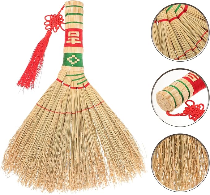BESPORTBLE Handmade Small Hand Broom with Short Handle Natural Corn Straw Dust Brush for Indoor Household Cleaning Desktop and Sofa Sweeping Accessory