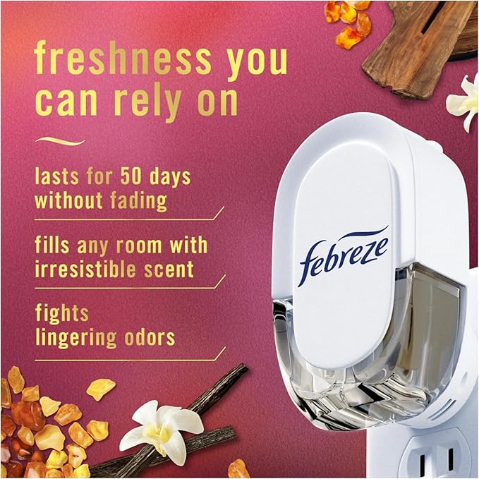 Febreeze Plug In Refills Spring Scents Summer Limited Edition Plug In Refills for Odor-Fighting Fade Defy PLUG Air Freshener 2 pack (Vanilla Suede)