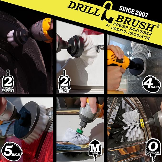 Drill Brush – Ultimate Car Wash Kit - Cleaning Supplies – Car Carpet - Truck Accessories - Wheel Brush - Motorcycle Accessories - Car Mats - Spin Brush - Interior Leather Vinyl Upholstery Fabric
