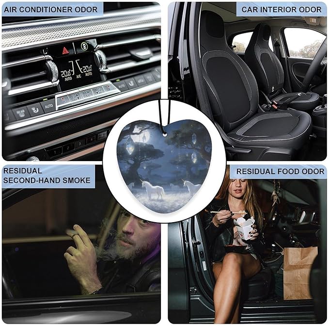 5PCS Car Air Freshener Hanging Personalized Double Sided Unicorn Habitat Car Fresheners Long Lasting New Cars Scents Cute Automotive Freshies for Closets Drawers (tea)