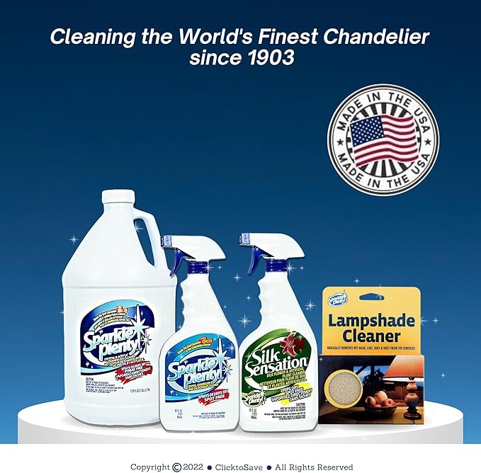 Sparkle Plenty Chandelier Cleaner Drip Dry Spray No Wipe - Dust Remover &amp Streak Free Glass Cleaner Spray for Crystal Chandelier &amp Window Screen - Versatile Household Cleaning Supplies (32 oz
