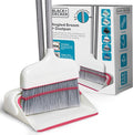 BLACK+DECKER Butler Broom &amp Dustpan Set - Stand-Up Design - Lightweight Space-Saving Combo for Kitchen Living Room Bathroom Lobby Floors - Home Cleaning Essential White/Pink