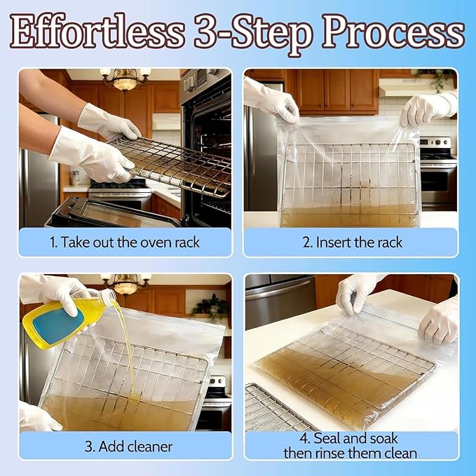 Oven Rack Cleaning Bags Leak-Proof Stability 10 Pieces Kitchen Cleaning Bags Roasting Rack Cleaner Saves Time &amp Effort For Stove Grilling