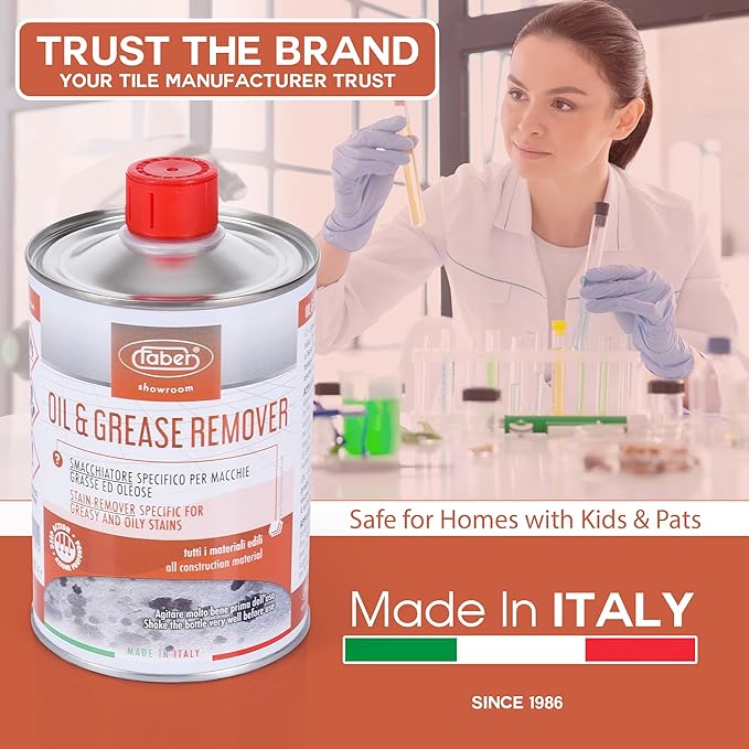 FABER Oil &amp Grease Stain Remover – Marble &amp Granite Cleaner – Easy to Use on Vertical Surfaces – Fast Acting Specific for Greasy and Oily Stains – Oil Spot Driveway Remover - 500ML