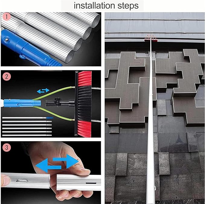 Professional Window Cleaning KitExtendable Window Cleaning PoleConservatory Roof Cleaning Brush Long Window Cleaning Pole Solar Panel Cleaning