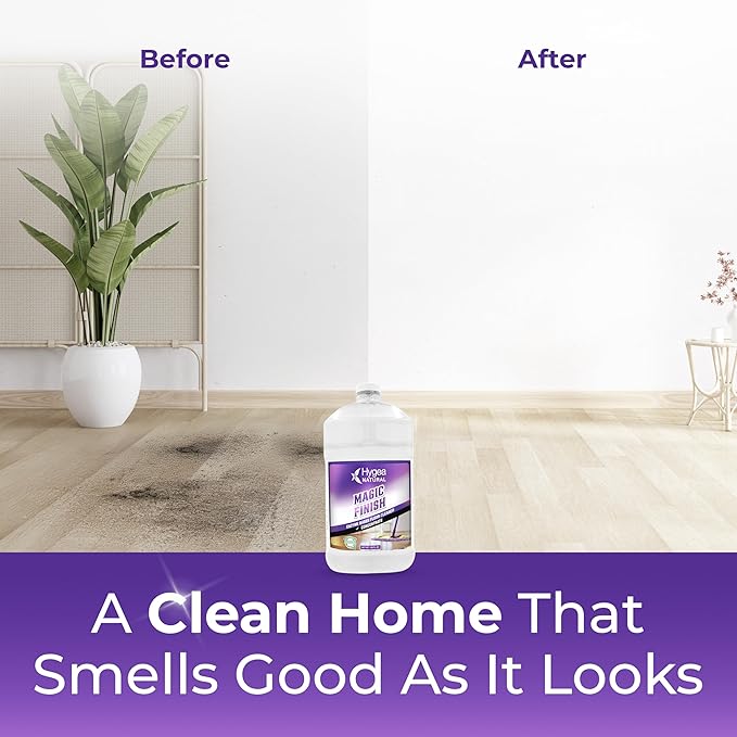 Hygea Natural Magic Finish Enzyme-Based Chemical-Free Floor Cleaner - No Rinse Biodegradable Formula - Removes Grease Buildup in Tile &amp Grout - for All Hard Floors (Concentrated Gallon)