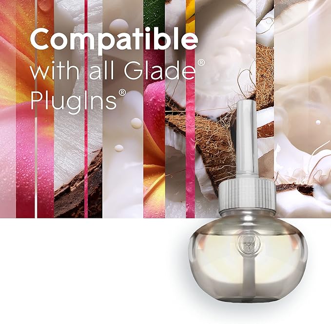 Glade PlugIns Refills Air Freshener Scented and Essential Oils for Home and Bathroom Exotic Tropical Blossoms 6.7 Fl Oz 10 Count