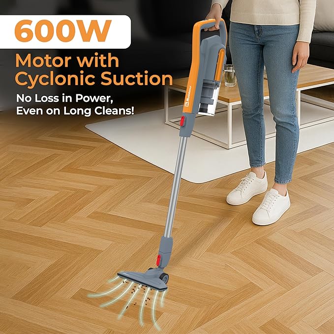 Koblenz Atlas Stick Vac 3-in-1 Cyclonic Vacuum Cleaner HEPA Filtration 600W Motor 1 L Dust Cup Long Corded Stick Vacuum for All Surfaces SVK-160
