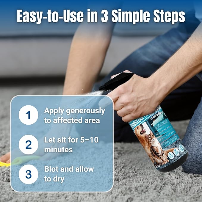 Bioclean Pet Carpet Cleaner &amp Deodorizer – Eliminates Pet Urine Smell Stain &amp Odor Remover No Residue Made in USA – 32oz