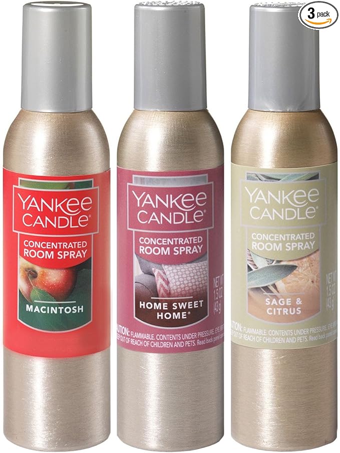 Yankee Candle Concentrated Air Freshener Room Spray Cozy Homestead Variety Pack Odor Eliminator for Home Bathroom 1.5 Oz (Pack of 3)