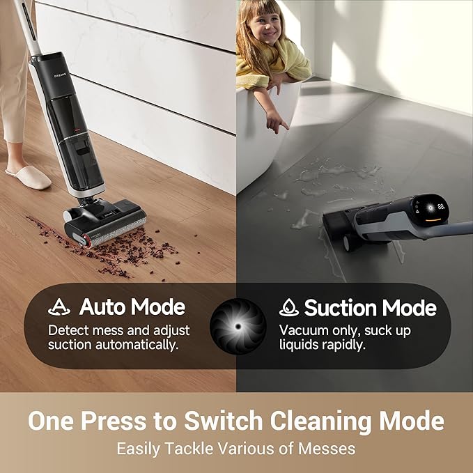 dreame H14 Cordless Vacuum Mop 180° Lie-Flat Wet Dry Vacuum cleaner 140°F Brush Washing Fast Hot Air Drying in 5Mins Smart Hard Floor Cleaner Machine with Powerful Suction Great for Sticky Messes