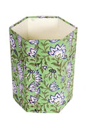 Handmade Cotton Paper Waste Basket Stylish Trash Can for Home or Office (1 Light FREEN FLOWAR)