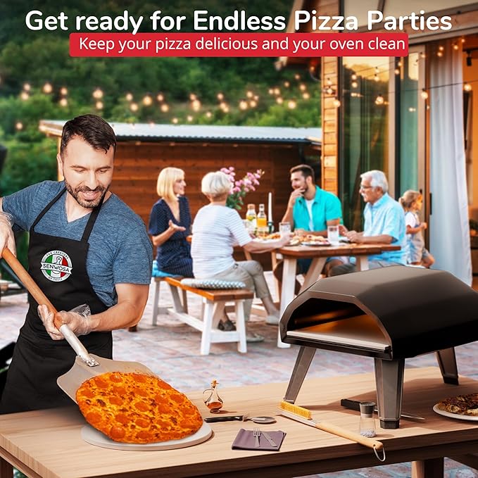 22” Pizza Oven Brush with Stone Scraper - Heat Resistant Stainless Steel Bristles Extra Long Handle - Universal Fit for Most Pizza Ovens