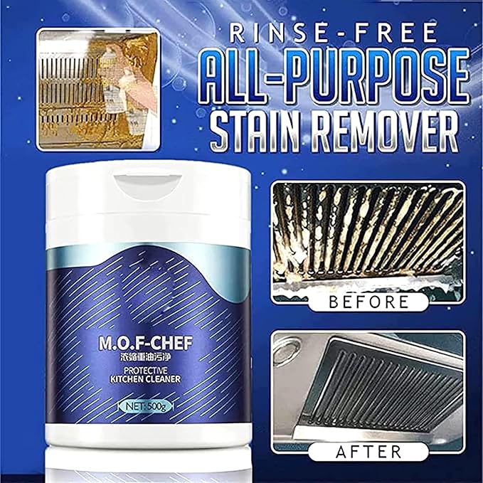 All Purpose Kitchen Cleaning Powder M.O.F-Chef Kitchen Protective Cleaner Heavy Duty Degreasing Bubble Powder Foam Cleaner Rust Remover(2PCS)