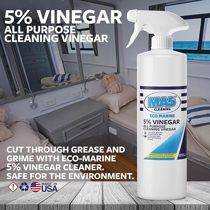 MA5x EcoMarine 5% Vinegar All Purpose Boat Cleaning Vinegar | Biodegradable Safe Boat Cleaner | Multi-Surface Marine Cleaner