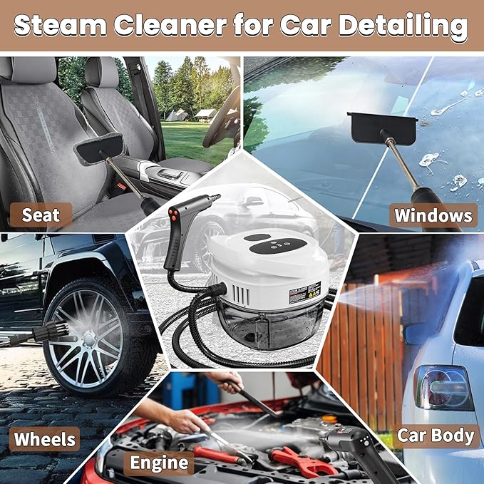 Handheld Steam Cleaner 2500W High Temperature Pressurized Machine 1.7L Water Tank Handle-Controlled Steam Output Portable Cleaning Steamer for Home Car Bed Bugs Furniture Grout (White 1.7)