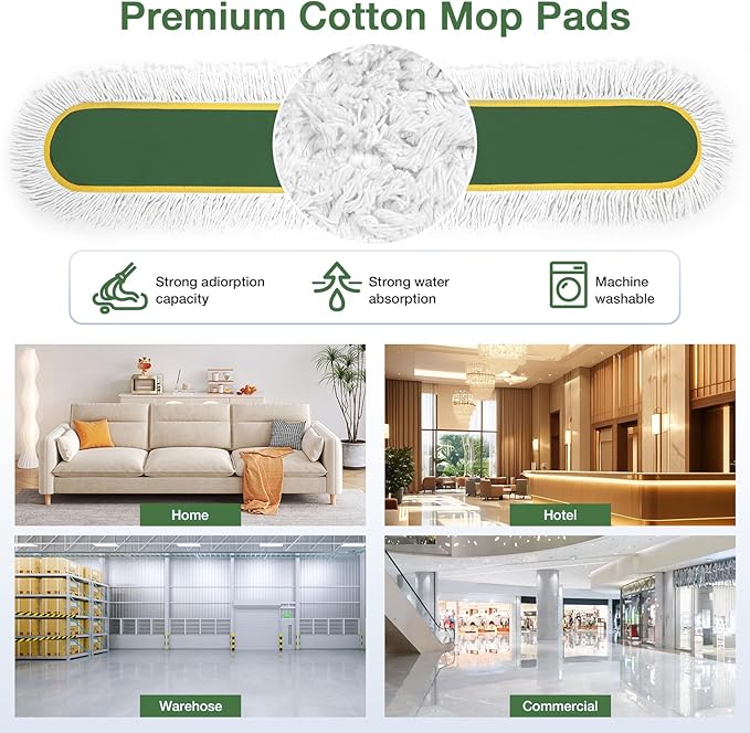 48 Commercial Industrial Dust Mop CLDREAM Heavy Duty Floor Sweeper for Floor Cleaning with Replacement Mops Pads Large Wet Dry Mop for Office Garage Hardwood Warehouse Factory Mall