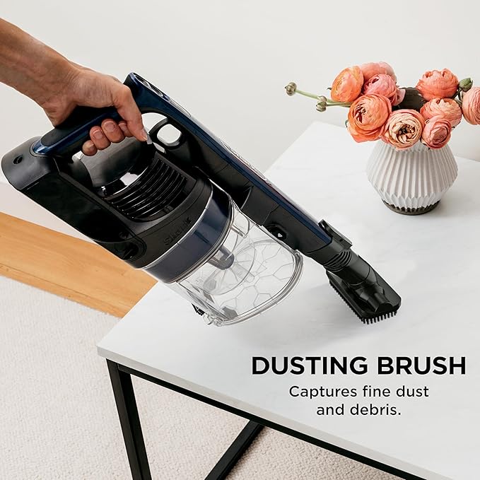 Shark Cordless Vacuum Cleaner with HEPA Filter Lightweight Portable Rechargeable Powerful Pet Hair Pickup Removable Handheld Crevice Tool Dusting Brush 50-min Runtime Blue IZ363HT