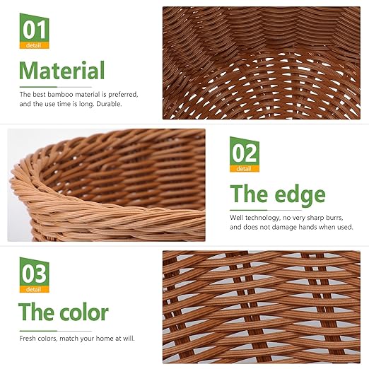 Woven Rattan Trash Basket Sundries Storage Container 29X29Cm Handmade Rattan Wastebasket for Home Office Bathroom Bedroom Without Lid Random Color Random Color