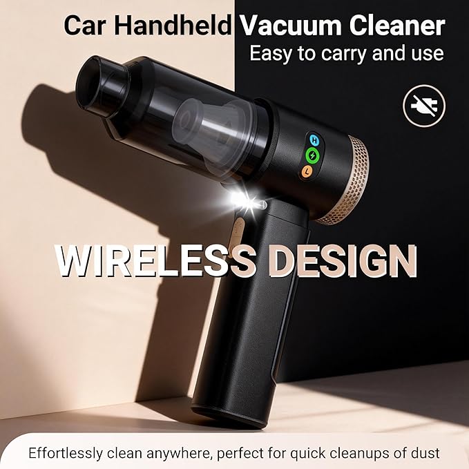 Portable Car Vacuum Cordless 18000PA High Power Handheld Vacuum Cleaner for Car Mini Cordless Rechargeable Vacuum for Car Interior Truck Desktop Home Ultimate Car Accessories Tech Gift for Men