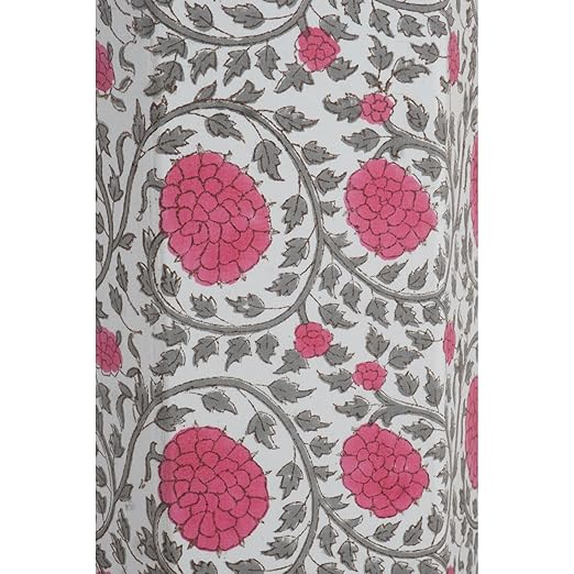 Floral Hand Block Printed 3.3 Gallon Decorative Waste Basket – Eco-Friendly Cardboard Trash Can Plastic-Free &amp Sustainable Perfect for Christmas and Housewarming Gifts (1 Pink GEDHA FLOWAR)