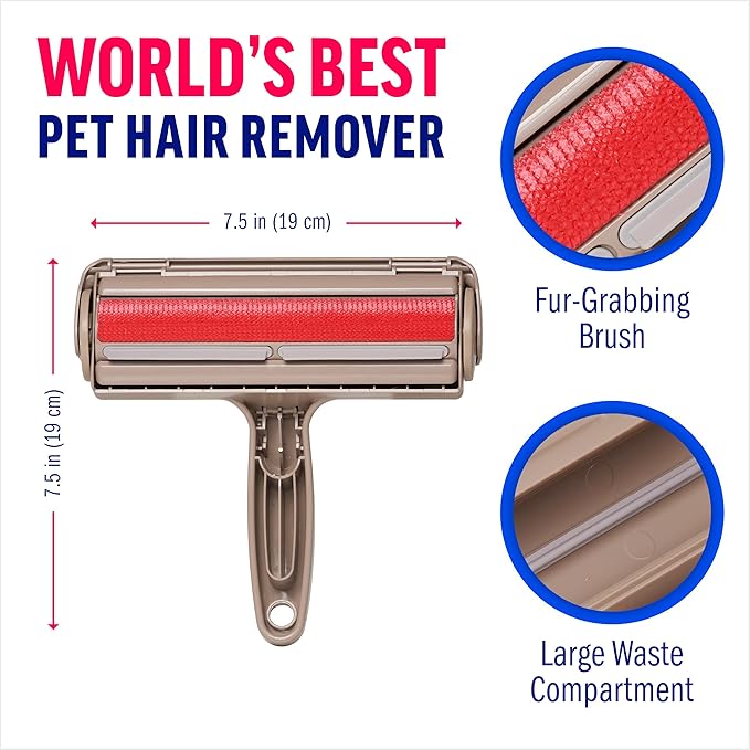 ChomChom Roller Pet Hair Remover – Original Size Reusable Lint Roller for Cat &amp Dog Hair on Furniture Couch Carpet Car Rugs &amp Bedding – Portable Eco-Friendly (Dog)