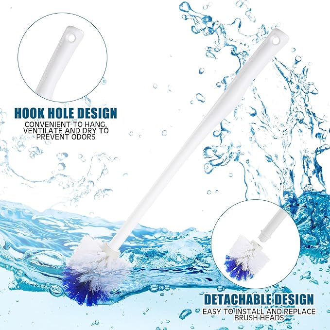 15 Pcs 18.5 Inch Toilet Bowl Cleaner Brush Bathroom Long Plastic Handled Cleaning Scrubber with Hook Hole Without Holder for Household Cleaning (BlueWhite)