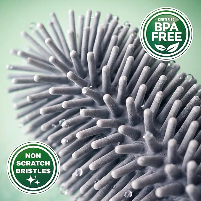 6-in-1 Bottle Brush Set with Holder – Multipurpose Cleaning Kit for Baby Bottles Reusable Water Bottles Straws and Lids – BPA-Free Compact Storage