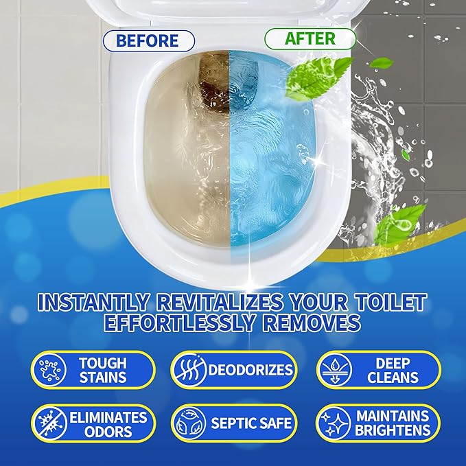 Automatic Toilet Bowl Cleaner Includes 12ct Blue Gel Toilet Tank Cleaners Tablets and 24pcs Lemon Scent Toilet Cleaner Tablets