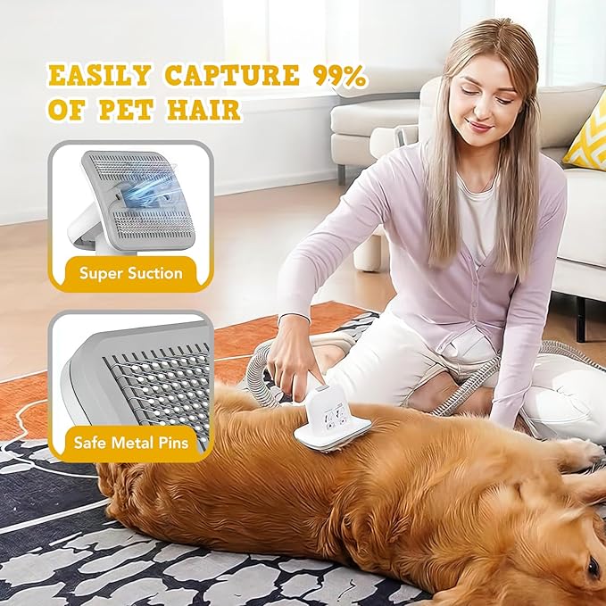 EVEAGE Dog Grooming Clipper Kit 13000Pa Strong Grooming &amp Vacuum Suction 99.99% Pet Hair 1.5L Large Capacity Dust Cup Low Noise Pet Hair Vacuum 7 Grooming Tools &amp 6 Nozzles for Cat &amp Do