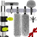 【Upgrade Anti Rotation 】 30FT High Reach Duster Kit(18FT+6FT) Lightweight Aluminum Alloy Extension Rod7-Piece Set210° Steering Head Clean Various Anglefor Cleaning CeilingHigh Wall