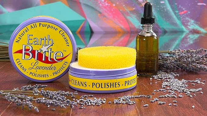 All Natural Multipurpose Cleaner for Bathroom Floor Kitchen and More | 300g Lavender Natural Clay Tub + Sponge (2-Pack) Includes Bonus Diamond Towel Cleaning Supplies Kit