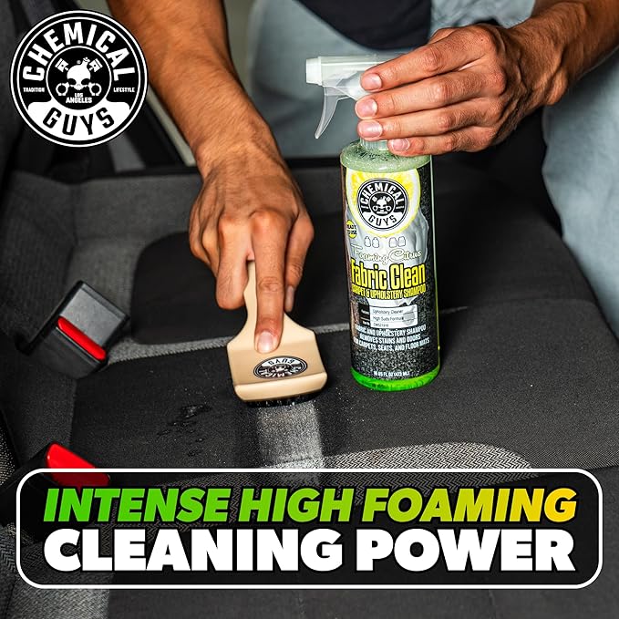 Chemical Guys Sprayable Citrus Fabric Clean Carpet &amp Upholstery Cleaner (Car Carpets Seats &amp Floor Mats) 16 fl oz Citrus Scent + Induro 7 Heavy Duty Nifty Interior Brush - HOL463