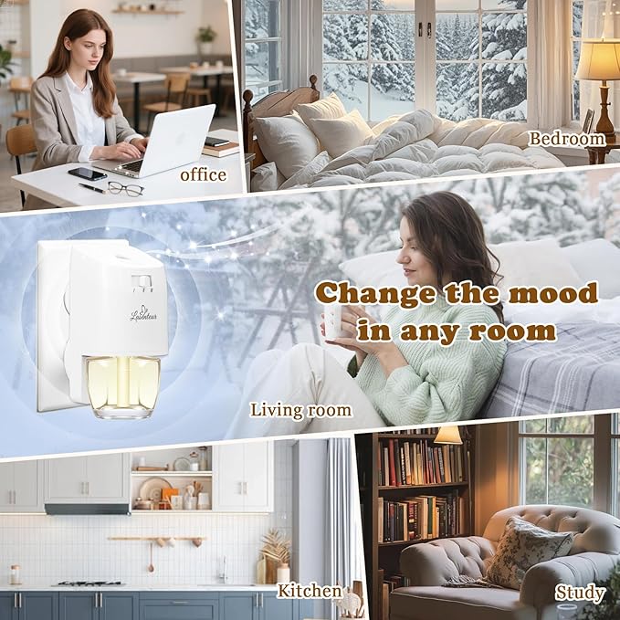 Plug In Air Freshener Refills 12ct Vanilla Almond Biscuit Cashmere Wood Fresh Cut Fraser Fir &amp First Snowfall – Wall Plug In Refill for Home –Compatible with Air Wick &amp Glade Not for Glad