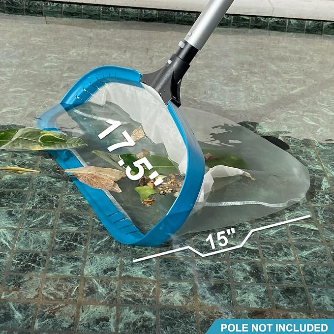 17.5 Heavy Duty Ultra Fine Mesh Pool Pollen &amp Sand Skimmer Rake Aluminum Frame Deep Nylon Net Pool Net for Above Ground &amp In-ground Swimming Pools (No Pole)