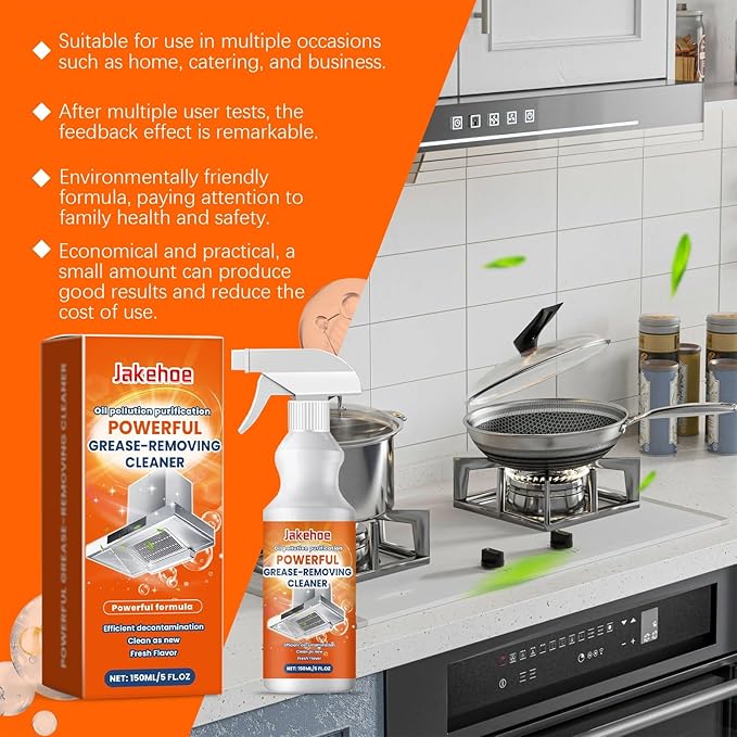 Oil Stain Remover Cleaner For Kitchen Stove Range Hood - Multi-Surface Fast-Acting Restores Shine(3PCS)