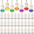 60 Pcs Hanging Car Air Freshener Car Diffuser Bottle Empty Glass Perfume Bottles Air Freshener Diffuser Bottle Pendant for Essential Oils Fragrance Aromatherapy Ornament Decor (Classic Style)