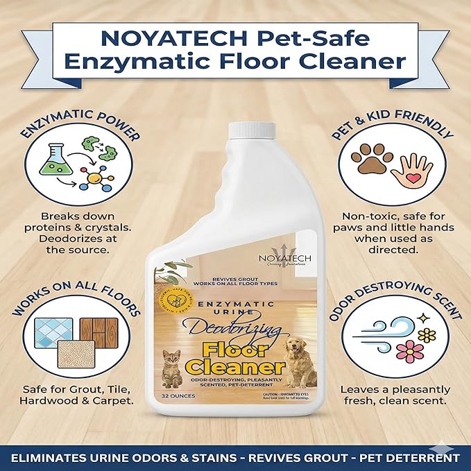 Pet Floor Cleaner – Enzyme-Powered Degreaser for Urine Odor &amp Grime | Safe for Tile Vinyl Grout &amp Hardwood | Residue-Free &amp Pet Safe