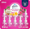 Glade PlugIns Refills Air Freshener Scented and Essential Oils for Home and Bathroom Exotic Tropical Blossoms 6.7 Fl Oz 10 Count