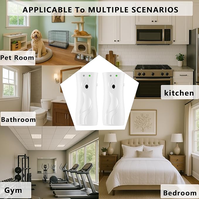 Automatic Air Freshener Spray Dispenser 6-Pack Wall Mounted or FreestandingMultiple Time SettingsCommercial and Home Use in Bathrooms Offices Living Rooms and Commercial Places (White 1121)
